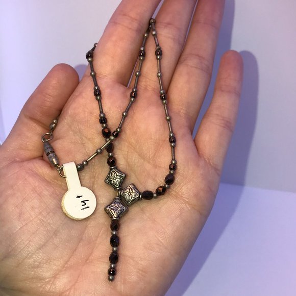 14" Y Design Bronze and Silver Necklace - Picture 4 of 8